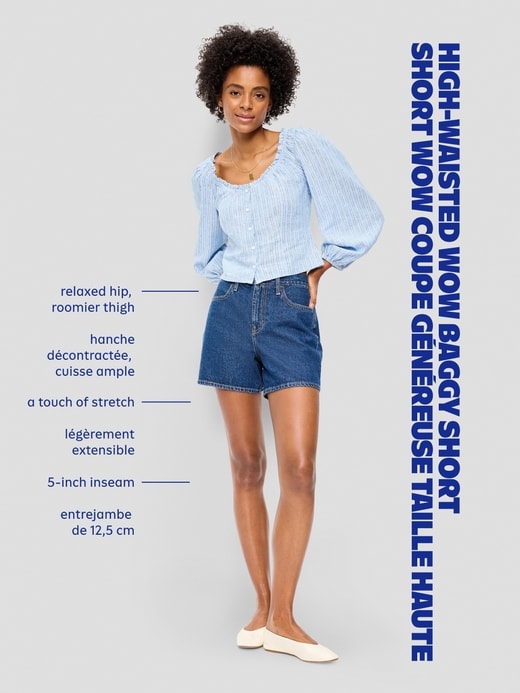 Image number 9 showing, High-Waisted Wow Baggy Jean Shorts -- 5-inch inseam