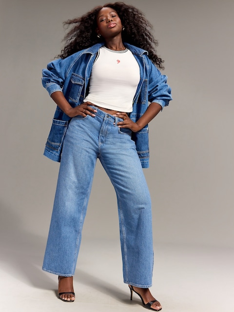 Old Navy x Christopher John Rogers Mid-Rise Side Stripe Baggy Wide-Leg Jeans