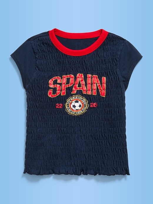 Image number 1 showing, FIFA World Cup 26™ Spain Smocked Graphic T-Shirt for Girls