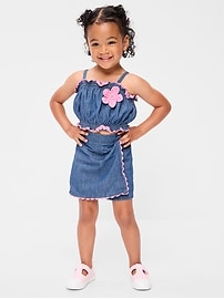 Image number 1 showing, Sleeveless Chambray Top and Skort Set for Toddler Girls