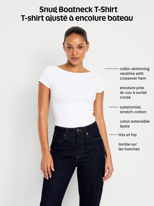 L'image numéro 3 présente T-shirt ajusté à encolure bateau