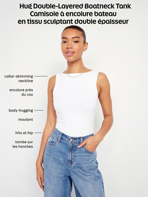 L'image numéro 4 présente Haut à encolure bateau en tissu sculptant double épaisseur