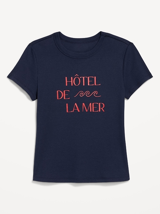 L'image numéro 3 présente T-shirt moulant à imprimé