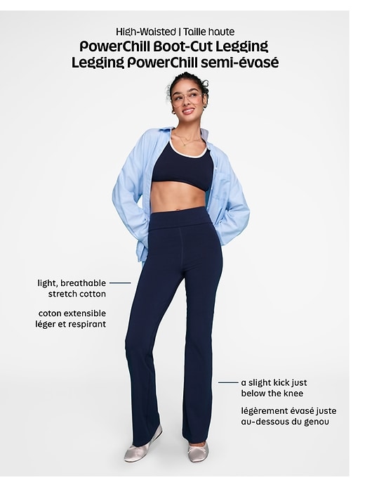 Image number 5 showing, High-Waisted PowerChill Fold-Over Bootcut Leggings