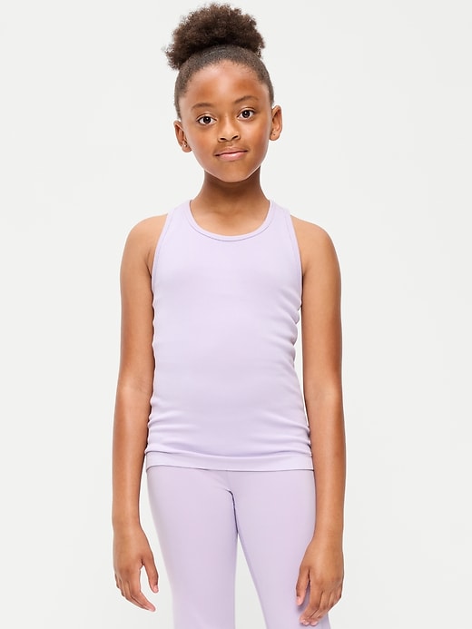 L'image numéro 1 présente Haut performance côtelé et ajusté à dos nageur sans coutures pour fille