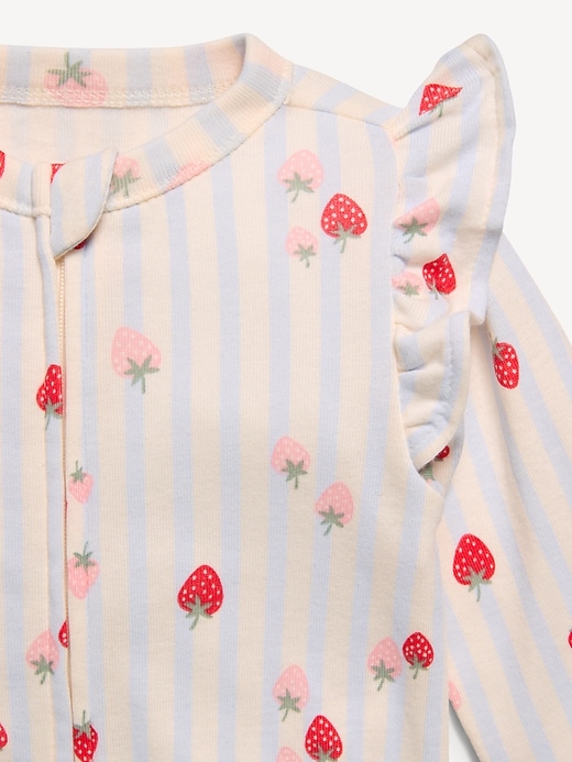 Image number 2 showing, Ruffle-Trim 2-Way-Zip Sleep & Play Footed One-Piece for Baby