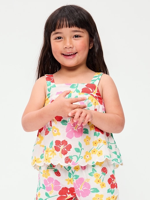 Image number 1 showing, Sleeveless Double-Weave Scalloped-Hem Top for Toddler Girls