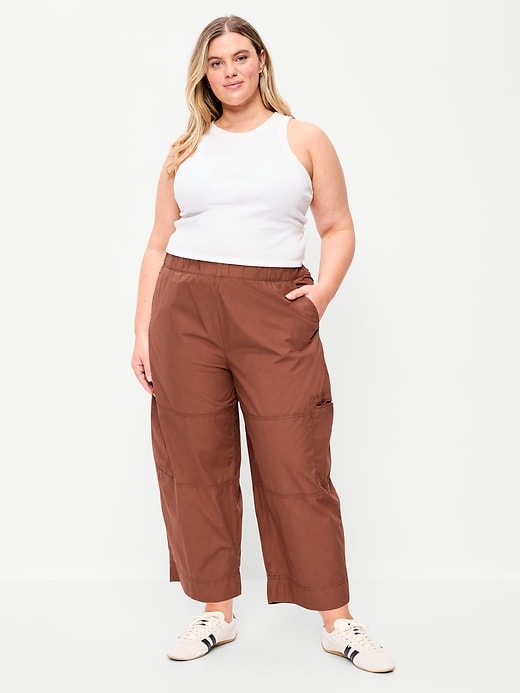 Image number 7 showing, Mid-Rise Cropped Barrel-Leg Utility Pants