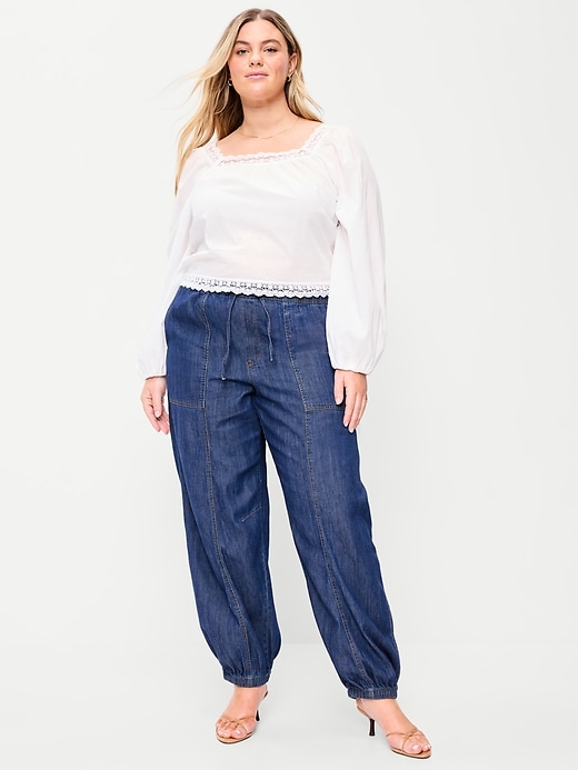 Image number 8 showing, Mid-Rise Pull-On Utility Harem Jeans