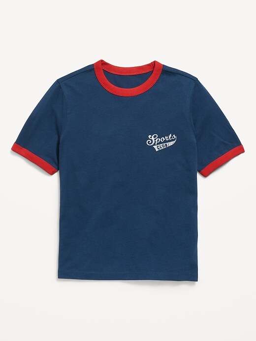 Image number 1 showing, Softest Short-Sleeve Graphic Ringer T-Shirt for Boys