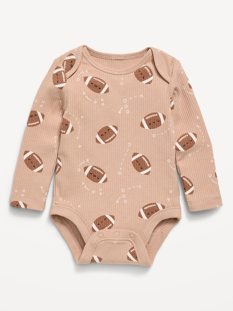 Printed Long-Sleeve Ribbed Bodysuit for Baby
