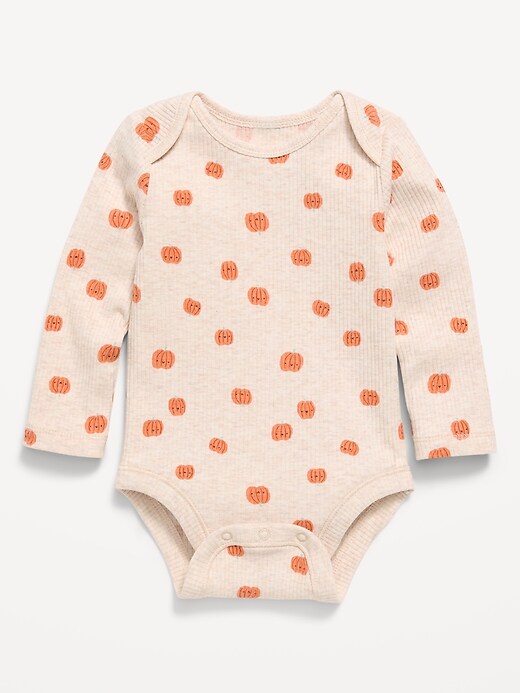 Image number 1 showing, Printed Unisex Long-Sleeve Ribbed Bodysuit for Baby