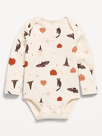 Image number 1 showing, Printed Long-Sleeve Ribbed Bodysuit for Baby