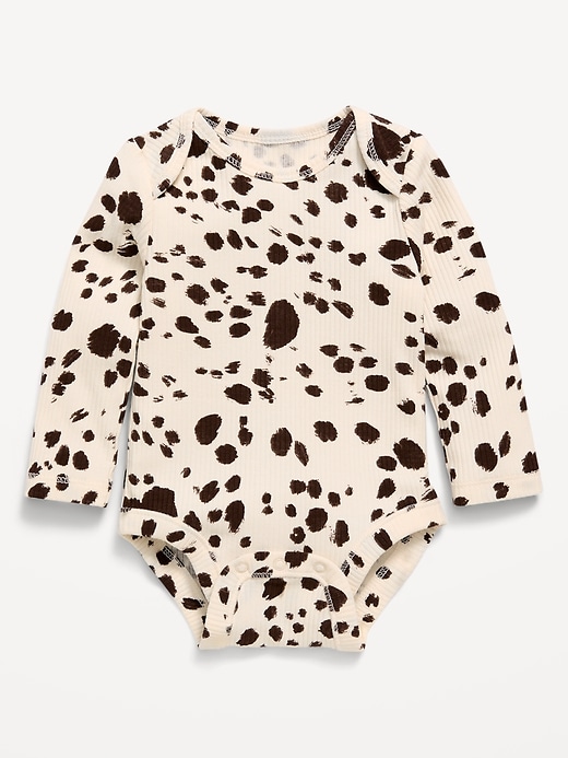 Image number 1 showing, Printed Long-Sleeve Ribbed Bodysuit for Baby