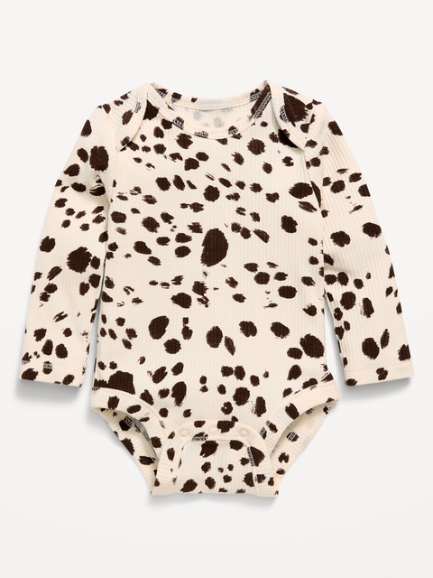 Printed Long-Sleeve Ribbed Bodysuit for Baby