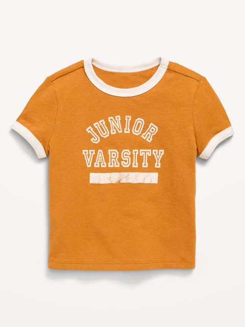 T-SHIRT À MANCHES COURTES À BORDS CONTRASTANTS ET À IMPRIMÉ UNISEXE POUR TOUT-PETIT