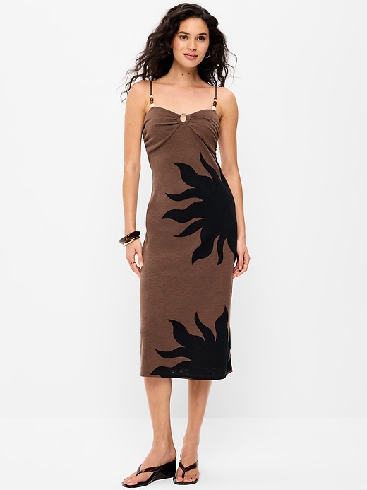 Image number 3 showing, Beaded Halter-Neck Ruched Midi Dress