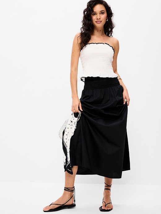 Image number 4 showing, Twill Smocked-Waist Maxi Skirt