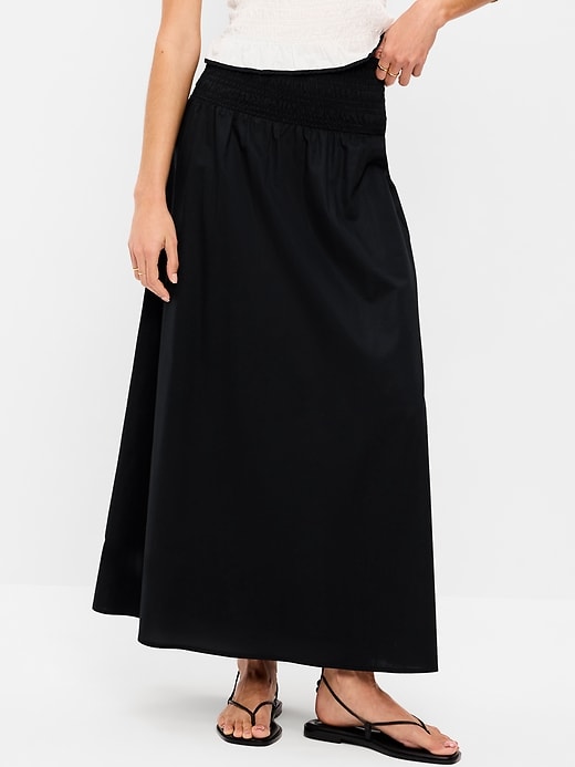 Image number 2 showing, Twill Smocked-Waist Maxi Skirt
