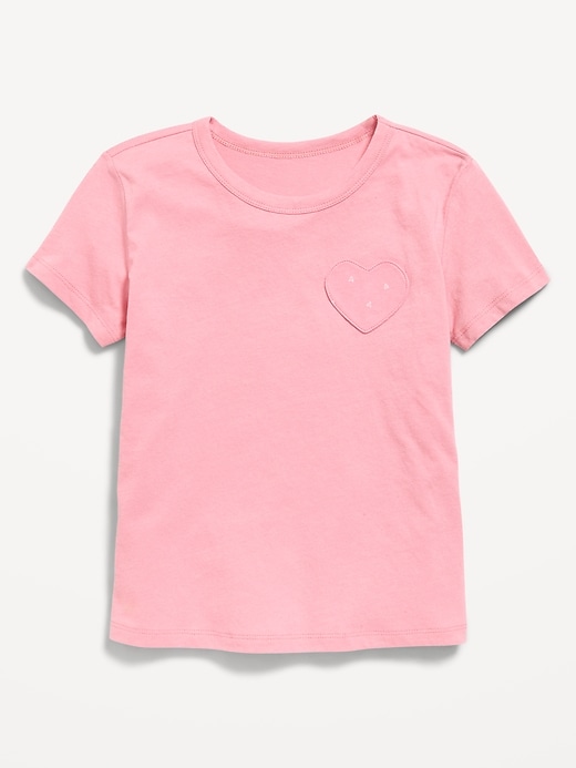 Image number 1 showing, Softest Short-Sleeve Heart-Pocket T-Shirt for Girls