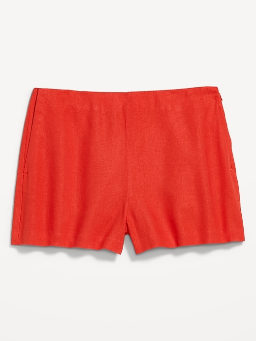 Image number 1 showing, High-Waisted Linen-Blend Micro Shorts
