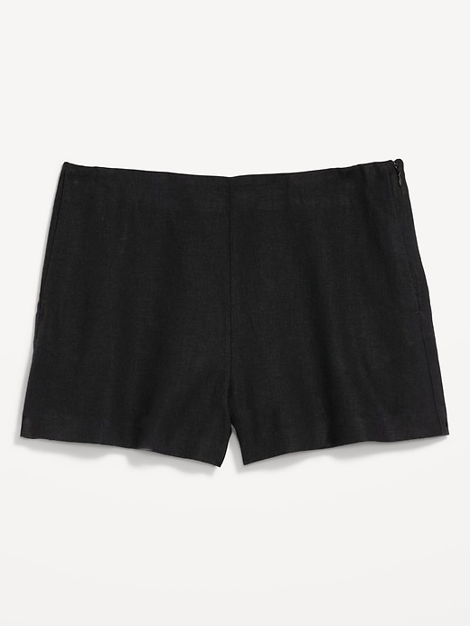 Image number 1 showing, High-Waisted Linen-Blend Micro Shorts