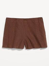 Image number 2 showing, High-Waisted Linen-Blend Micro Shorts