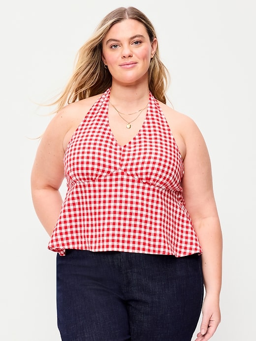 Image number 7 showing, Linen-Blend V-Neck Halter Top