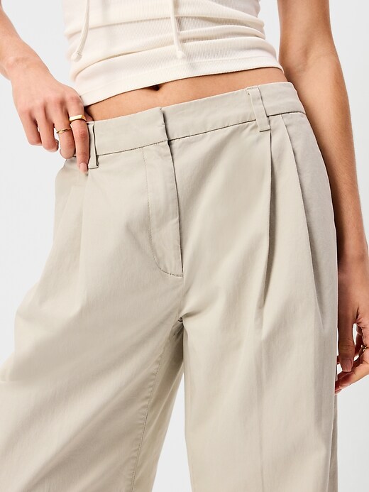 Image number 5 showing, Mid-Rise Twill Barrel-Leg Pants