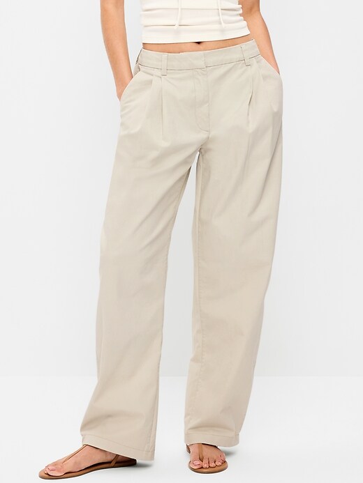 Image number 2 showing, Mid-Rise Twill Barrel-Leg Pants