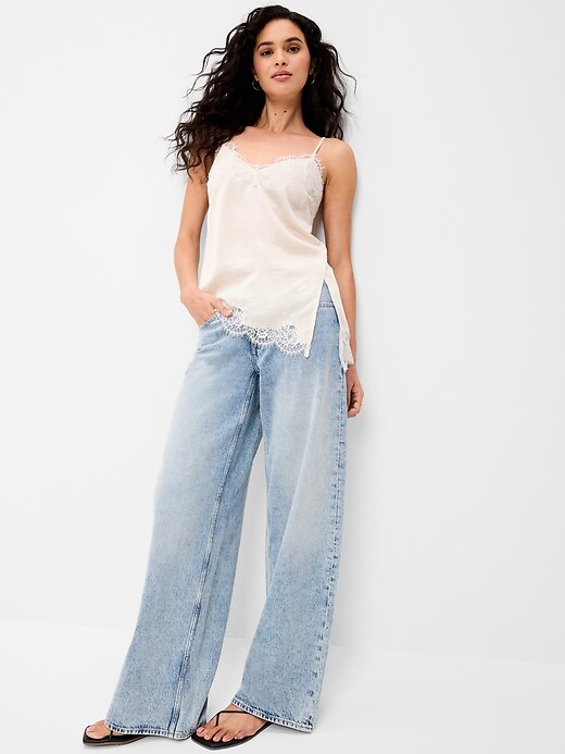 Image number 1 showing, Asymmetrical Lace-Trim Cami Top