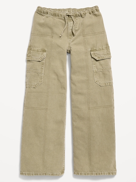 L'image numéro 1 présente Cargo coupe très généreuse à jambe large à taille basse extensible pour fille