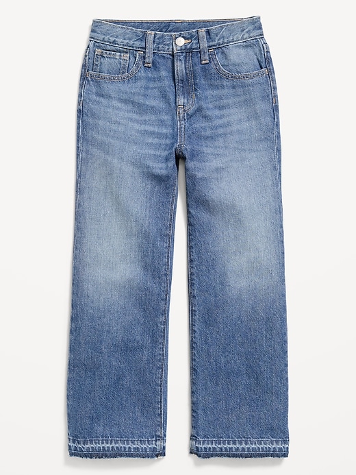 L'image numéro 1 présente Jean coupe généreuse jambe large à taille haute pour fille