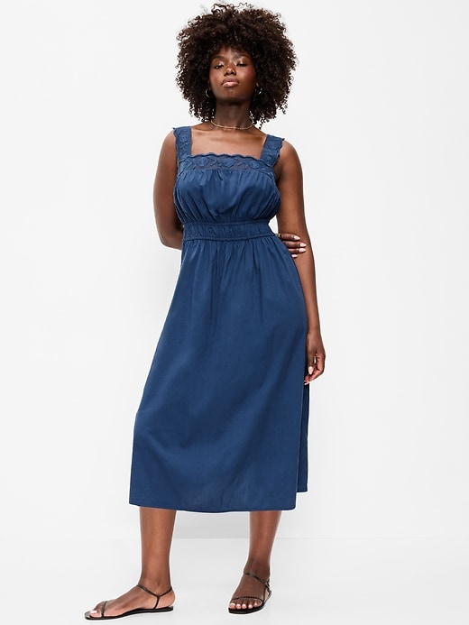 Image number 1 showing, Fit & Flare Smocked-Waist Midi Dress