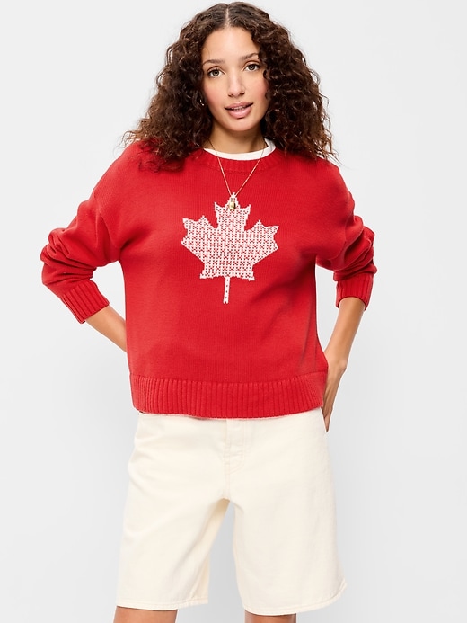 Image number 1 showing, Crew-Neck Graphic Sweater