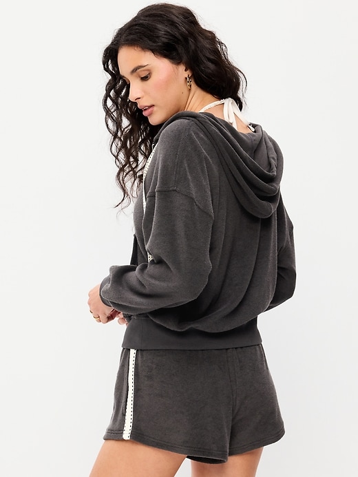 L'image numéro 2 présente Veste à capuchon en jersey bouclette