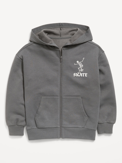 Oversized Graphic Zip Hoodie for Boys