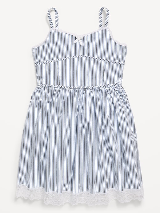 Image number 3 showing, Sleeveless Fit and Flare Striped Lace-Trim Dress for Girls