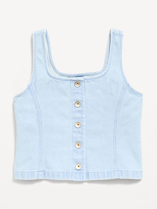 Image number 1 showing, Button-Front Denim Tank Top for Girls