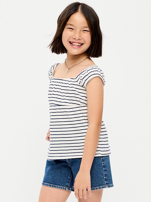 L'image numéro 1 présente Haut à manches courtes à motif à bordure festonnée pour fille