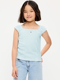 Image number 1 showing, Short-Sleeve Ribbed Top for Girls