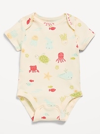 Image number 1 showing, Printed Short-Sleeve Ribbed Bodysuit for Baby