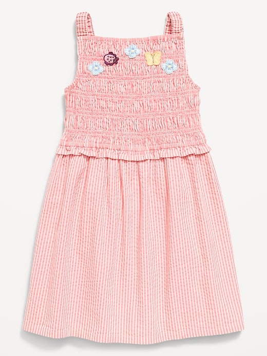 L'image numéro 2 présente Robe texturée sans manches à smocks pour toute-petite