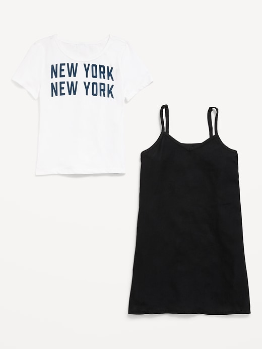 L'image numéro 4 présente Ensemble de robe et t-shirt à manches courtes à imprimé pour fille
