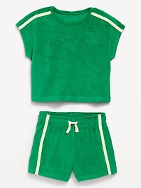 Image number 3 showing, Short-Sleeve Terry Top and Shorts Set for Toddler Girls