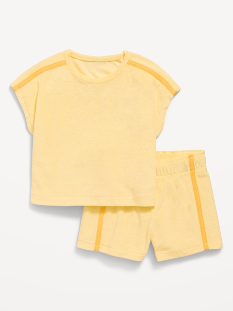 Short-Sleeve Terry Top and Shorts Set for Toddler Girls