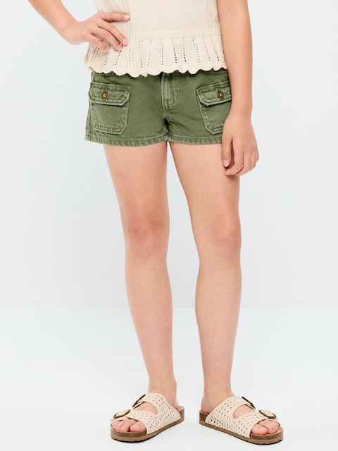 Low-Rise Utility Jean Shorts for Girls