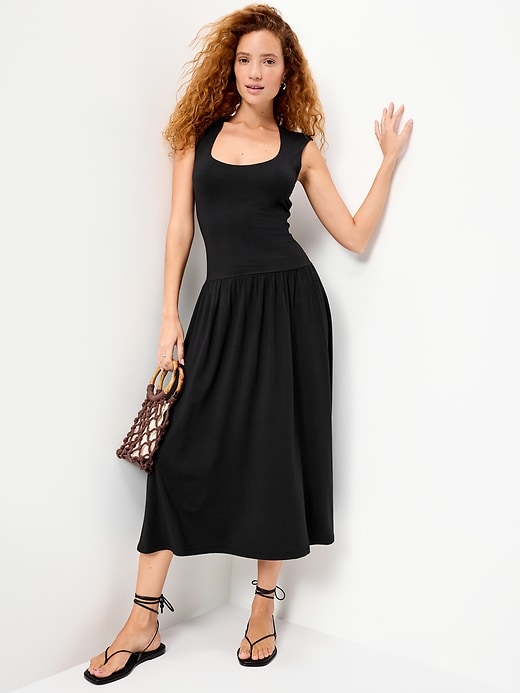 Image number 3 showing, Jersey Knit Drop-Waist Midi Dress