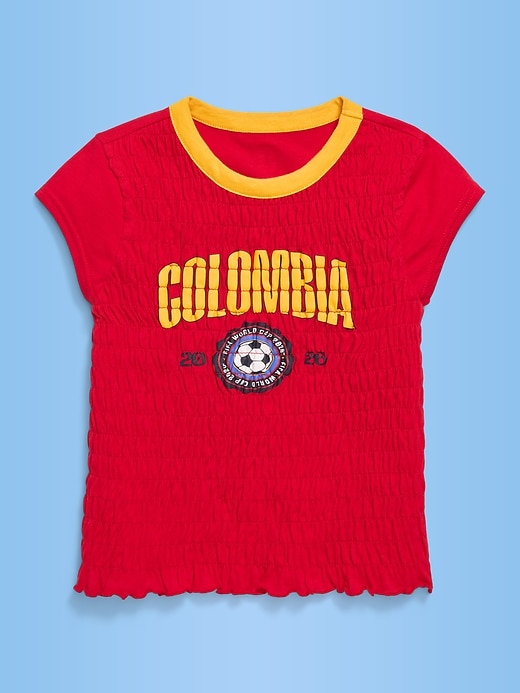 L'image numéro 1 présente T-shirt smocké à imprimé de la Coupe du Monde de la FIFA 26™, Colombie pour fille