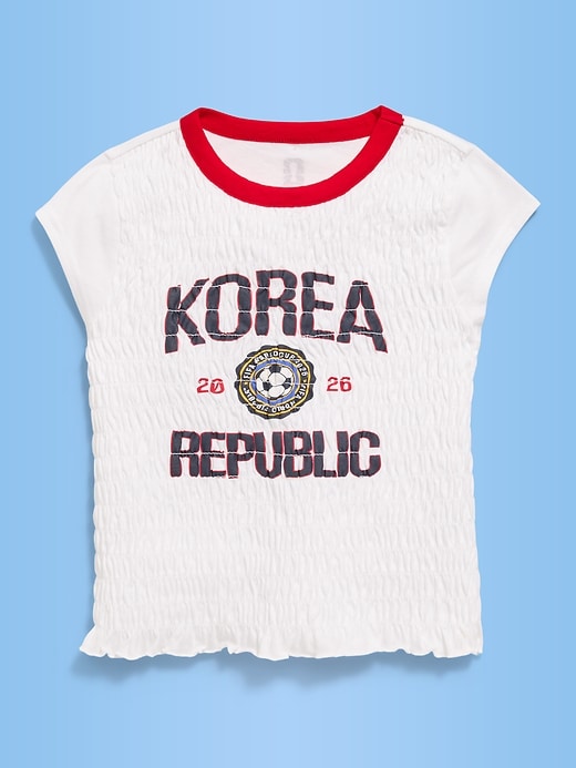 L'image numéro 1 présente T-shirt smocké à imprimé de la Coupe du Monde de la FIFA 2026™, Korea Republic pour fille
